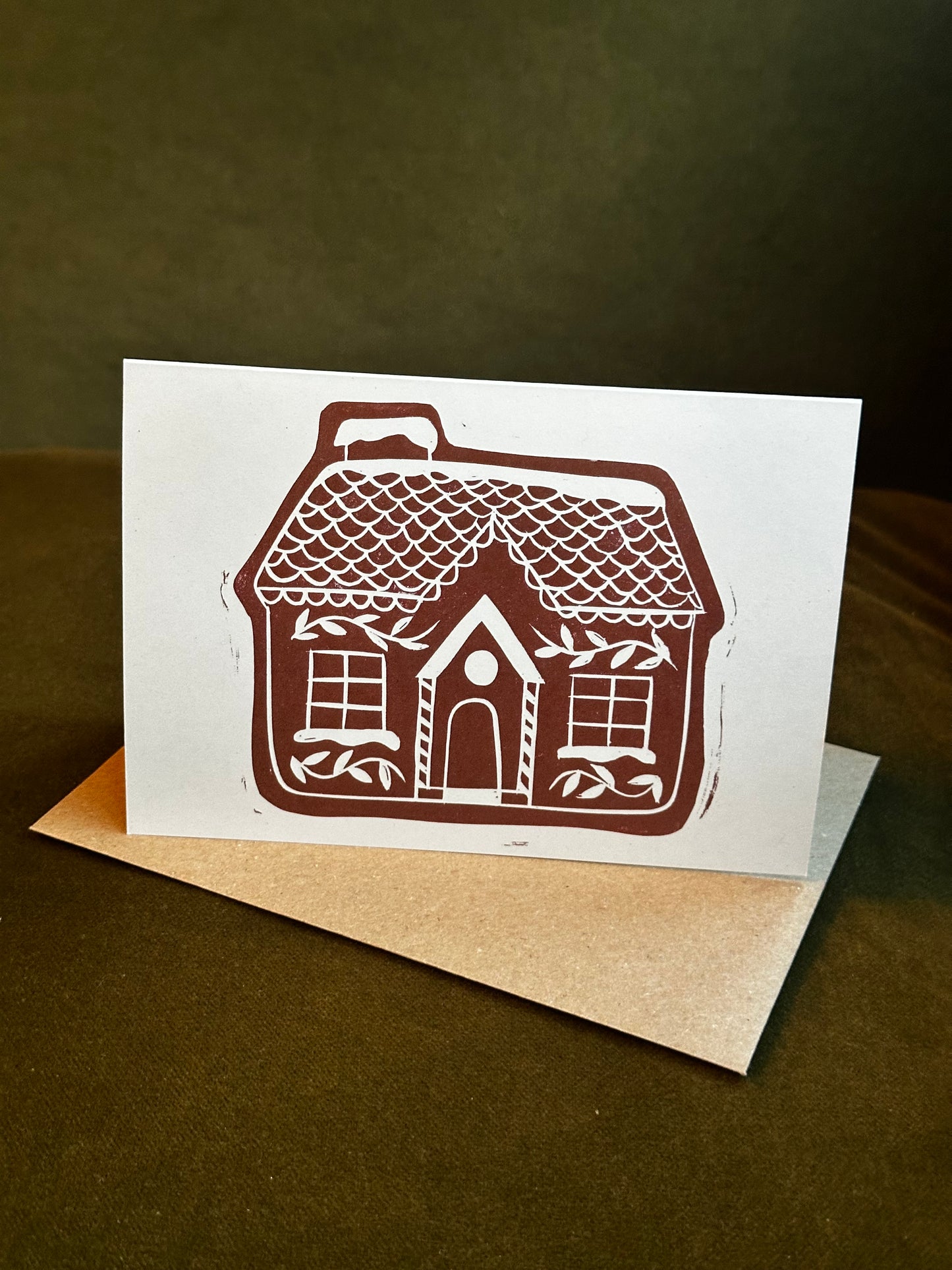 Gingerbread Lino Christmas Card