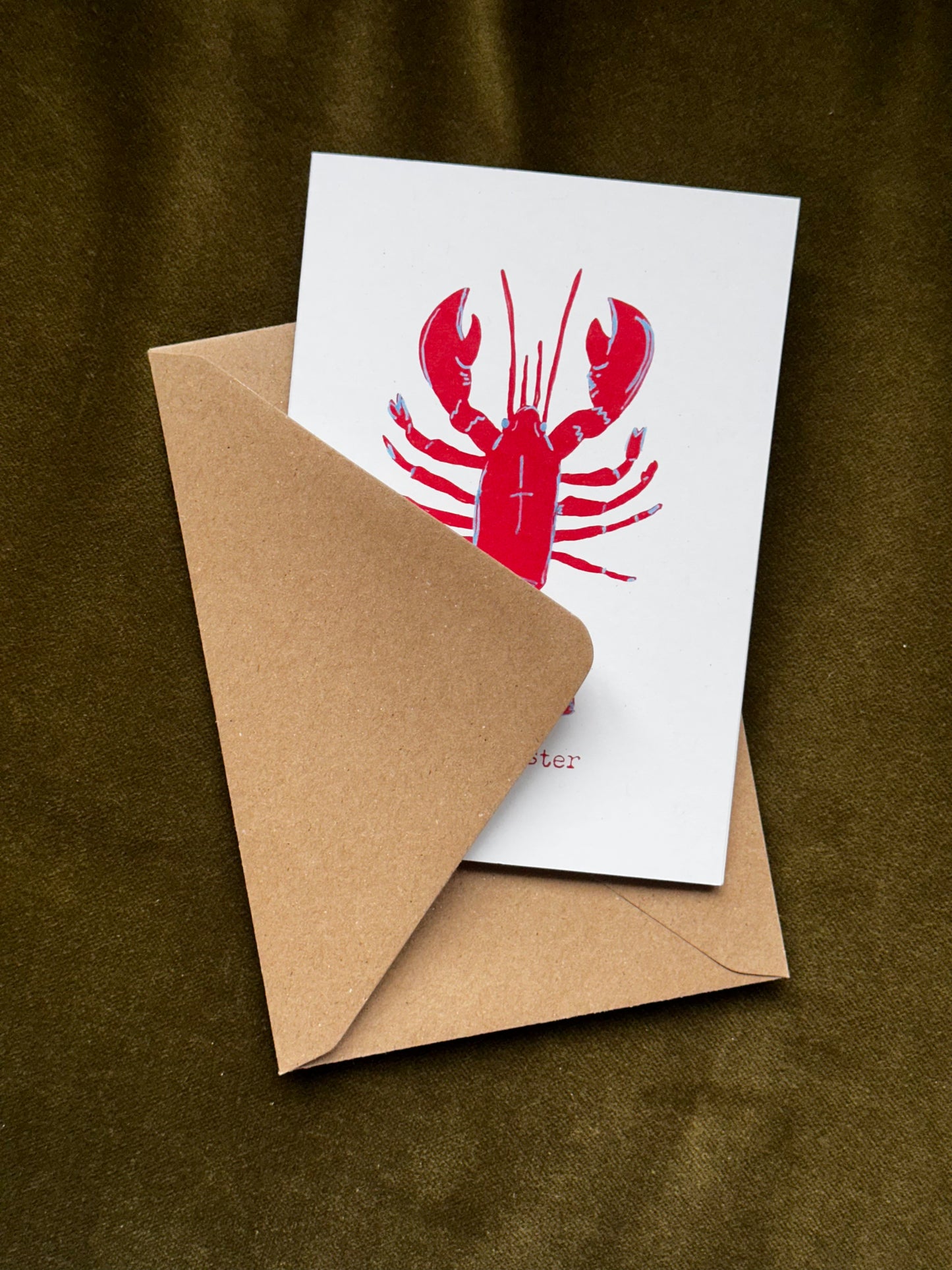 Lobster Lino Valentines Card