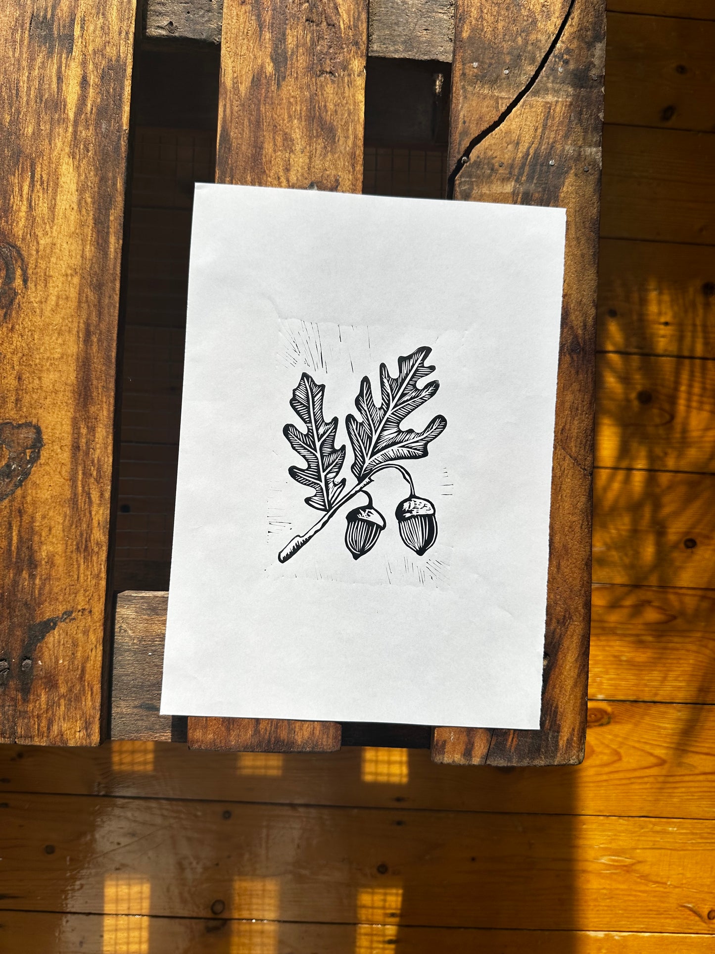 Acorn Original Lino Print