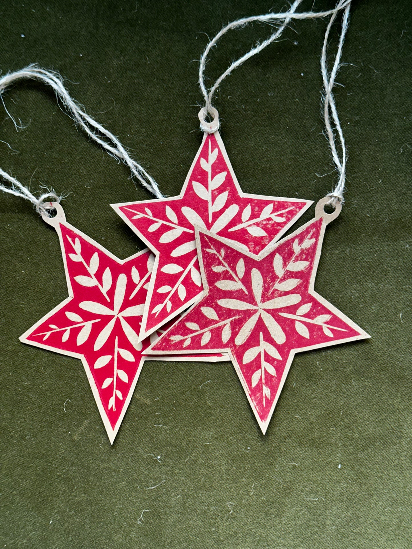 Red Star Lino Printed Gift Tag