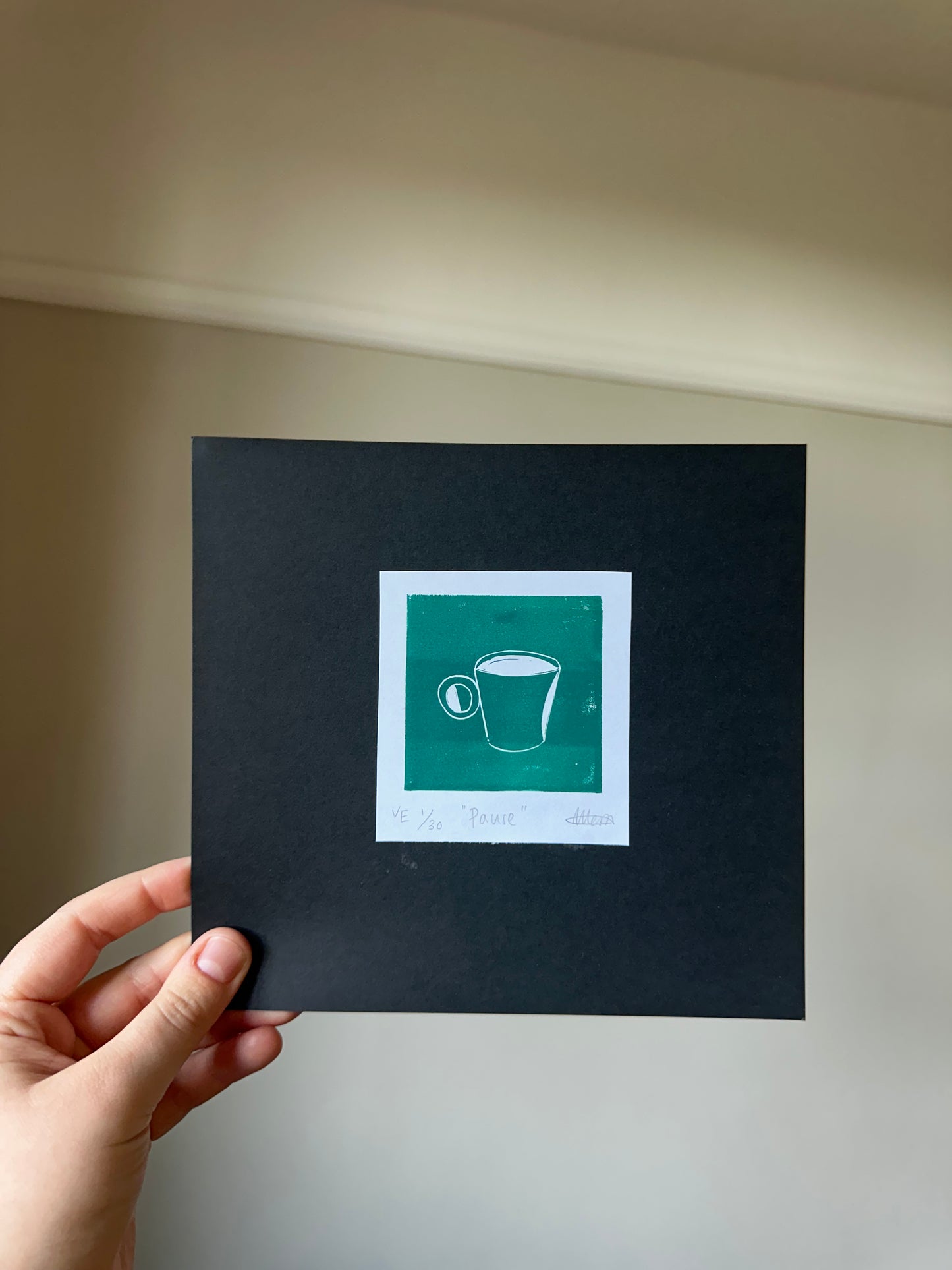 Pause – Art Deco Mug Lino Print