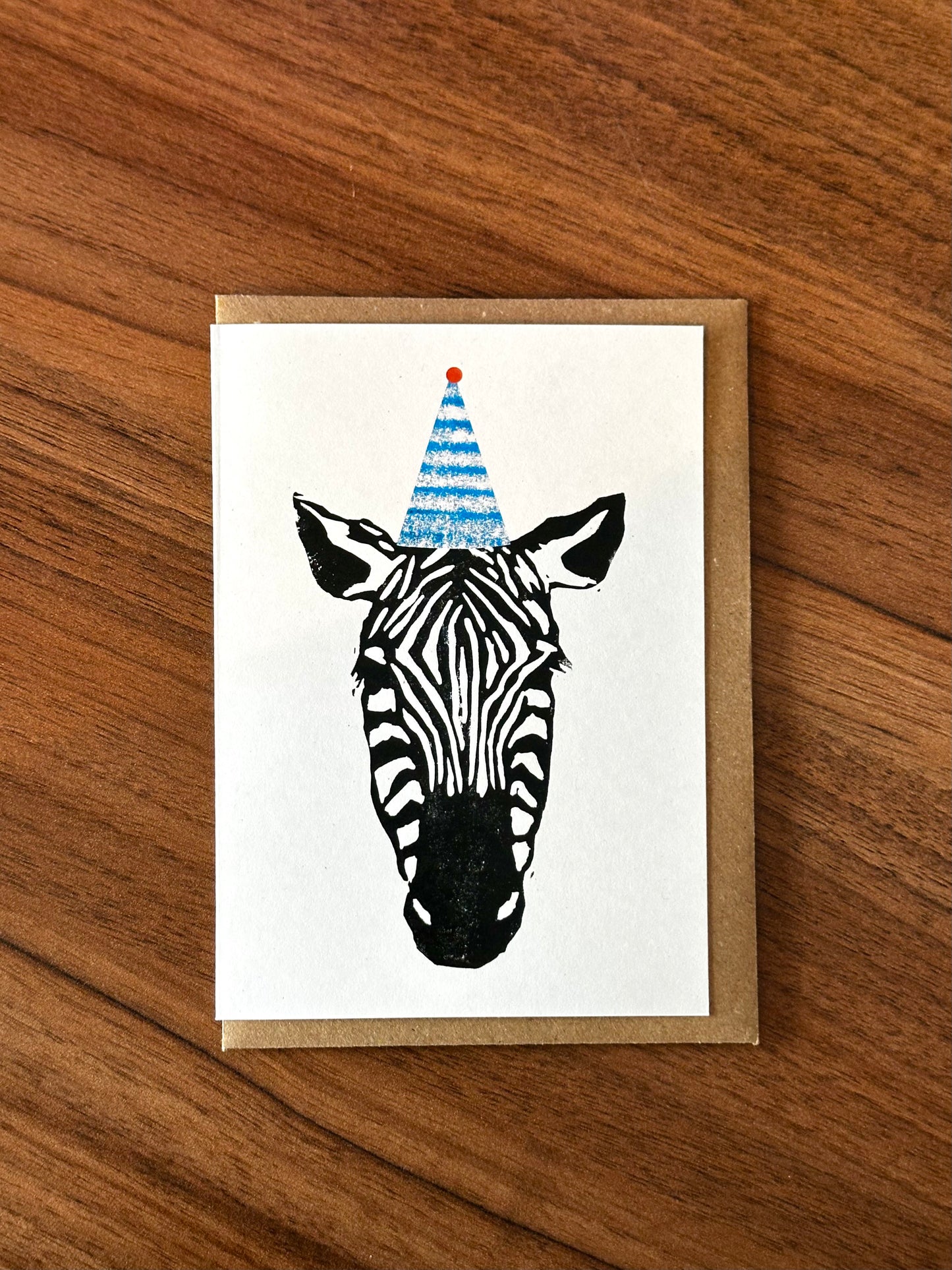 Party Zebra Lino Card