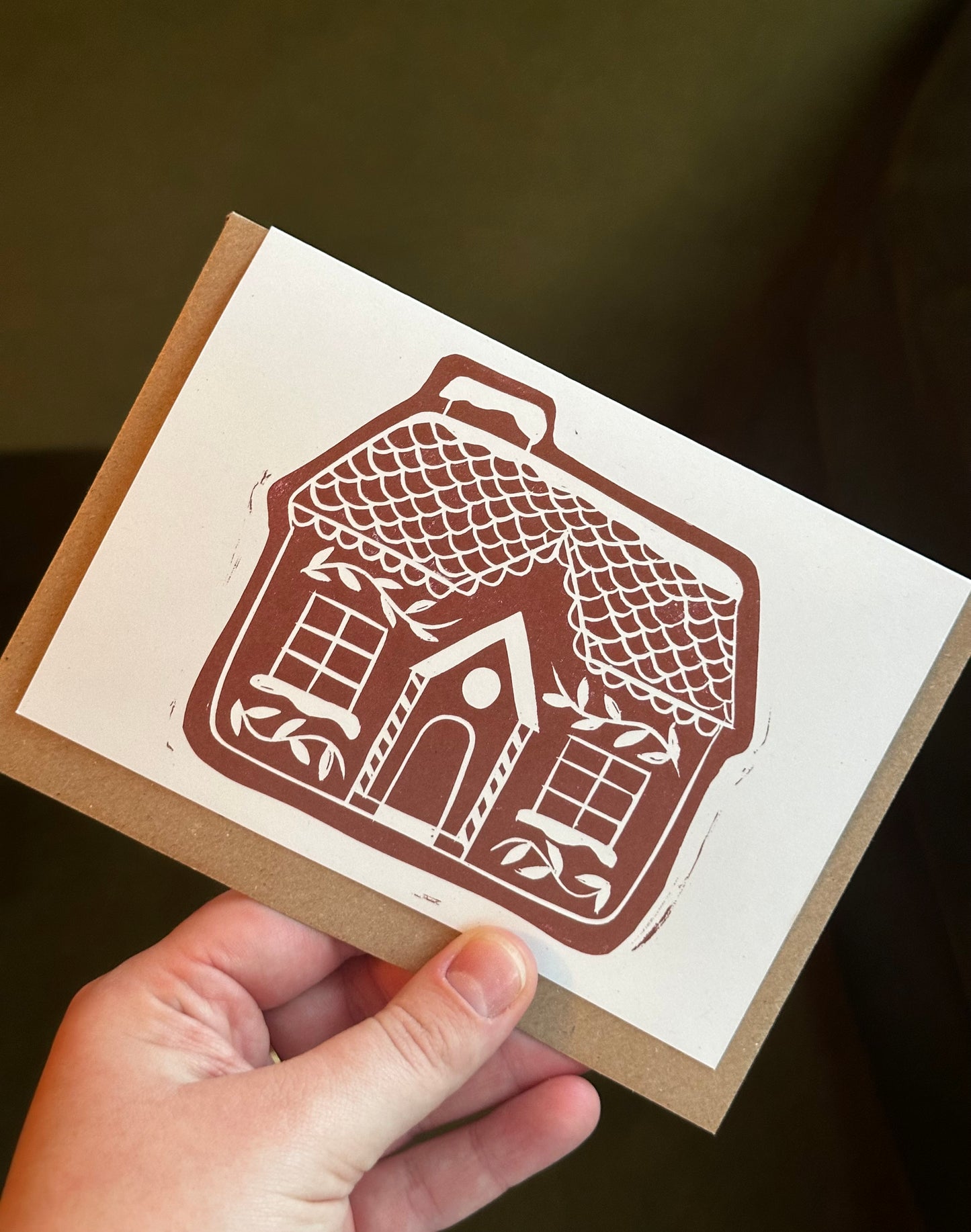 Gingerbread Lino Christmas Card