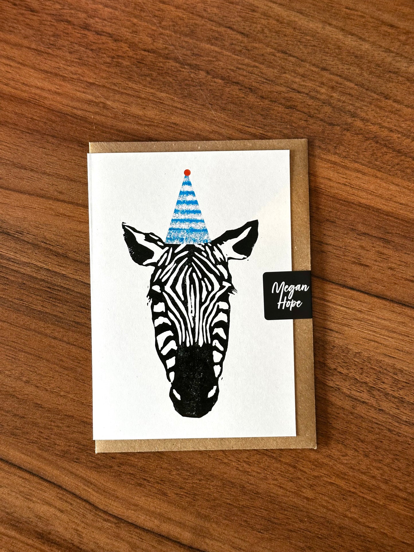 Party Zebra Lino Card