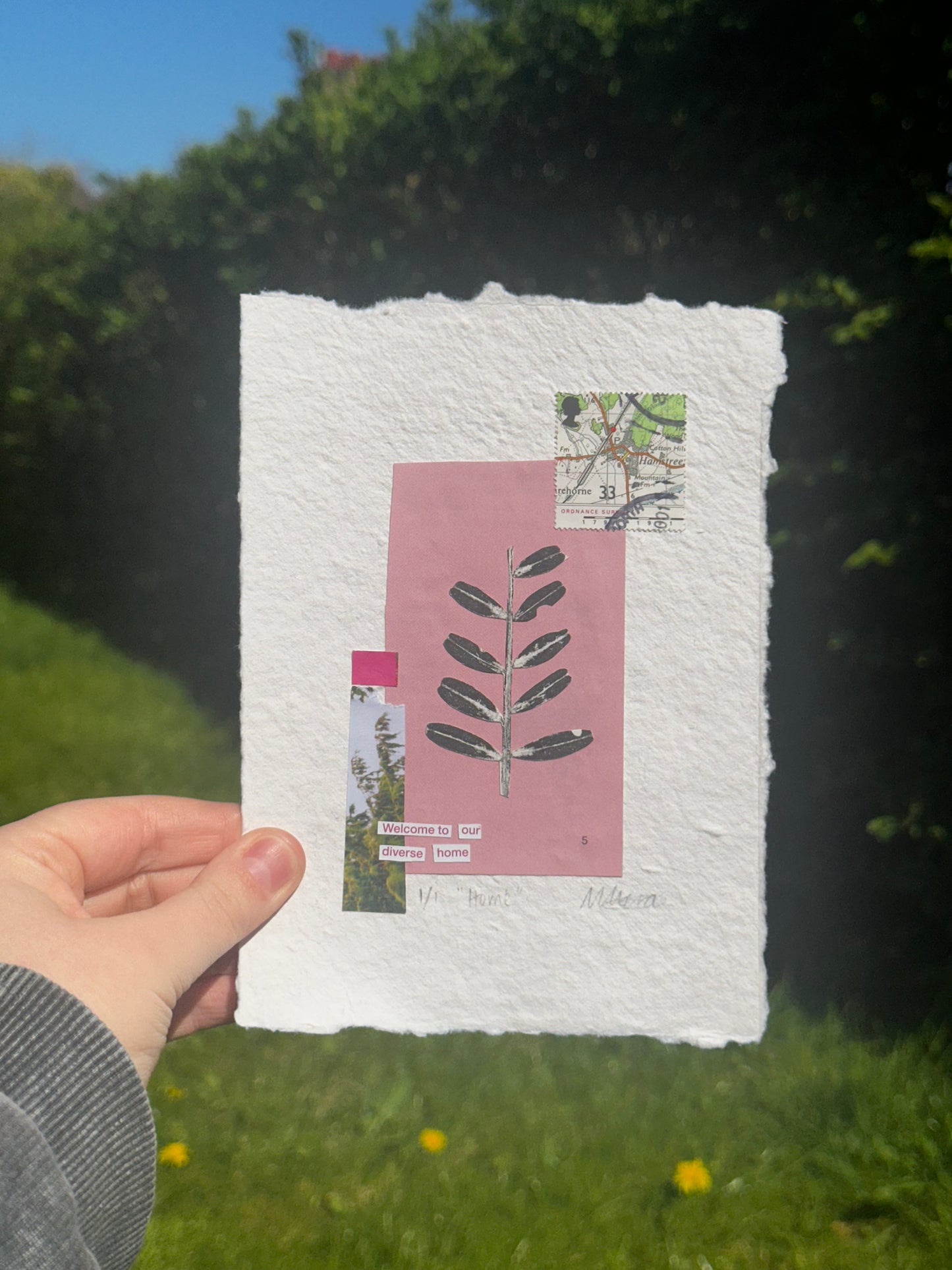 Welcome to Our Diverse Home - Mixed Media Collage on Handmade Paper