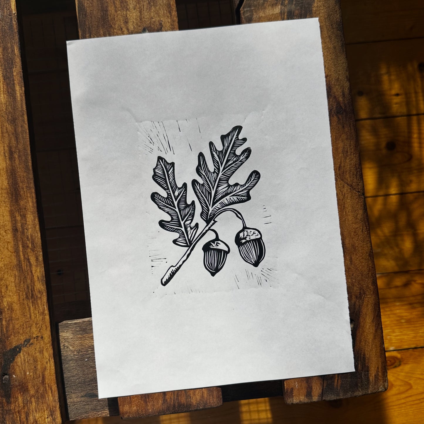 Acorn Original Lino Print