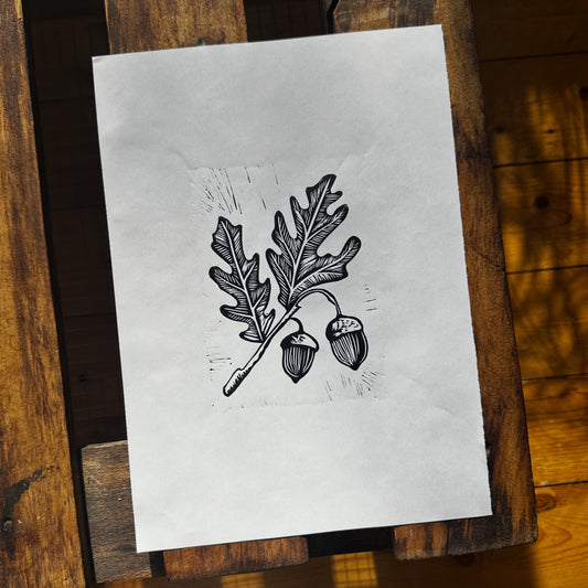 Acorn Original Lino Print