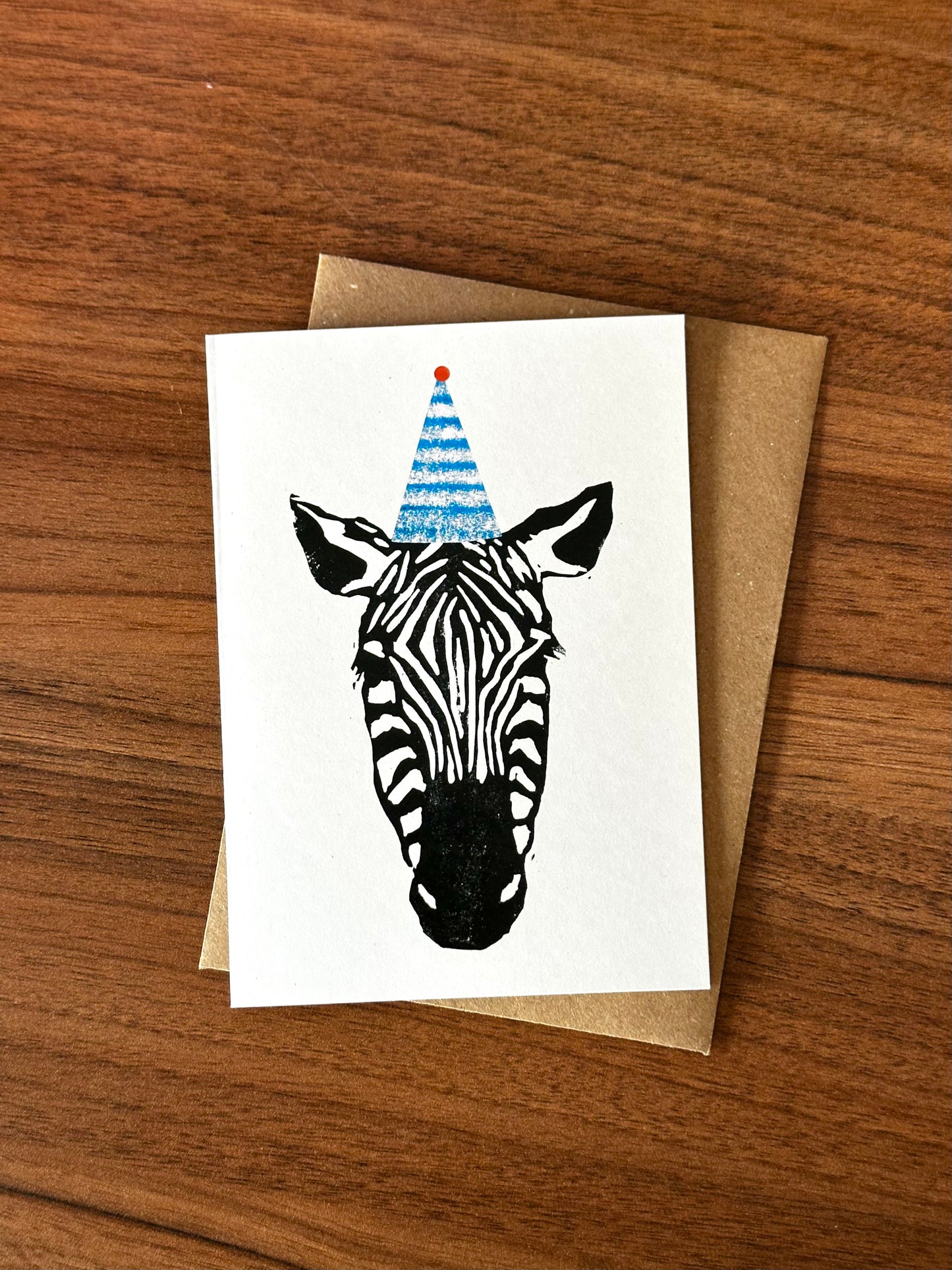 Party Zebra Lino Card
