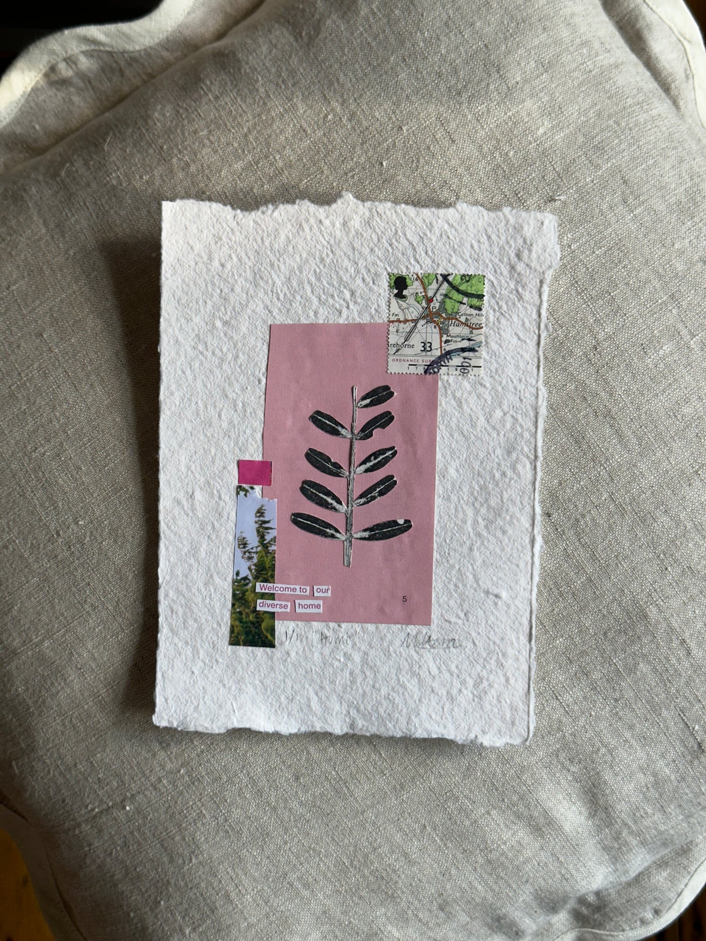 Welcome to Our Diverse Home - Mixed Media Collage on Handmade Paper