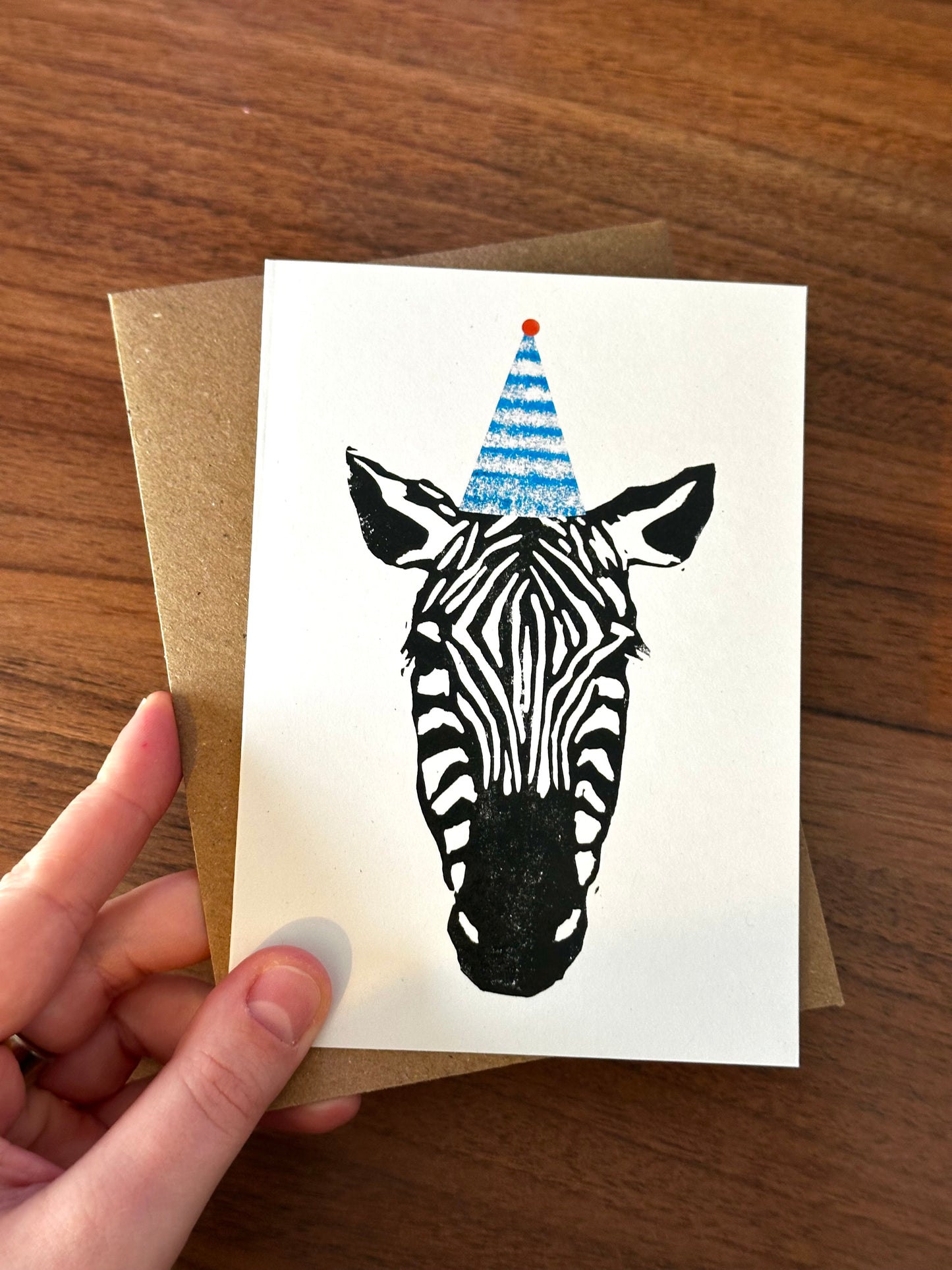 Party Zebra Lino Card