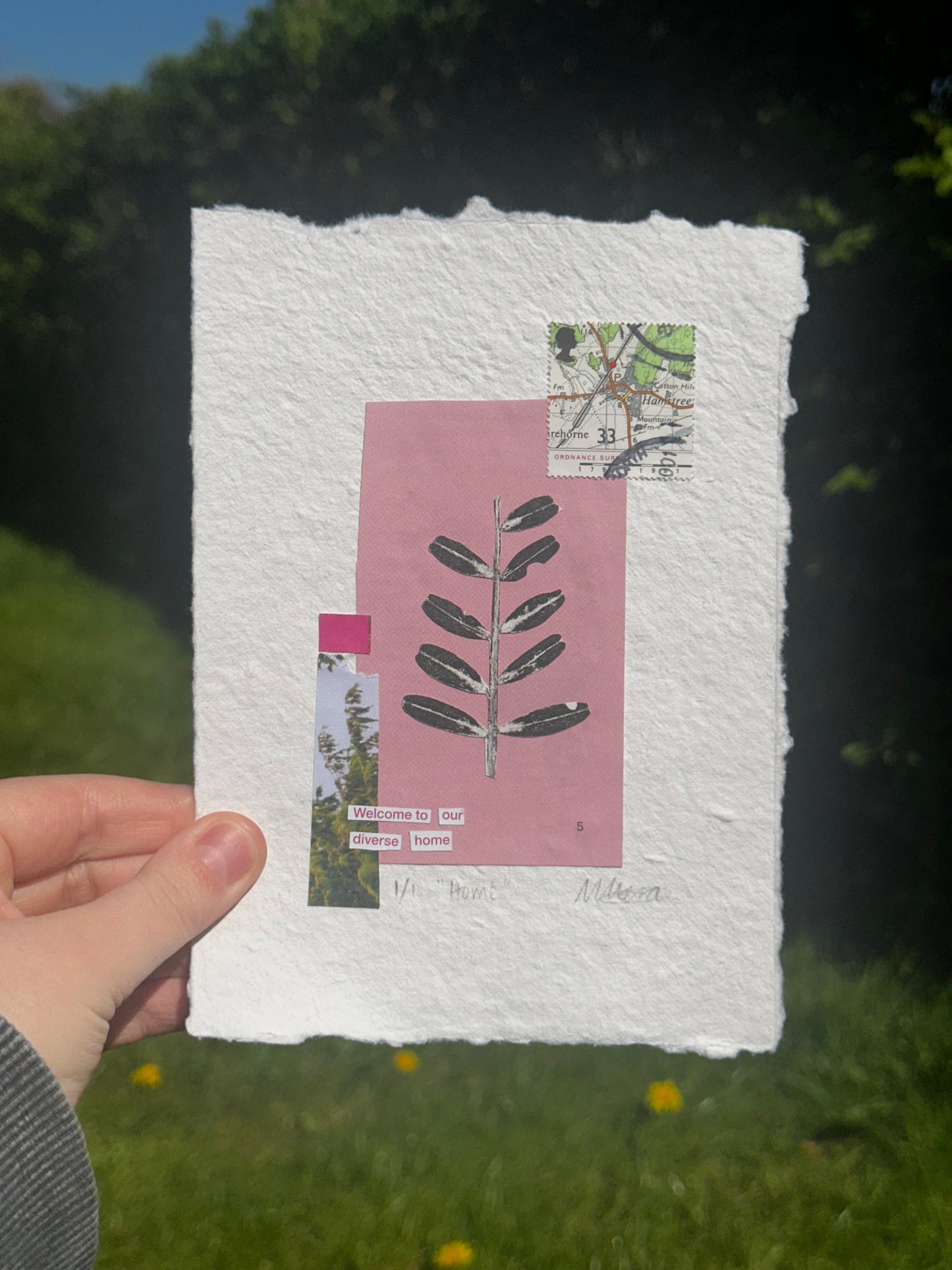 Welcome to Our Diverse Home - Mixed Media Collage on Handmade Paper