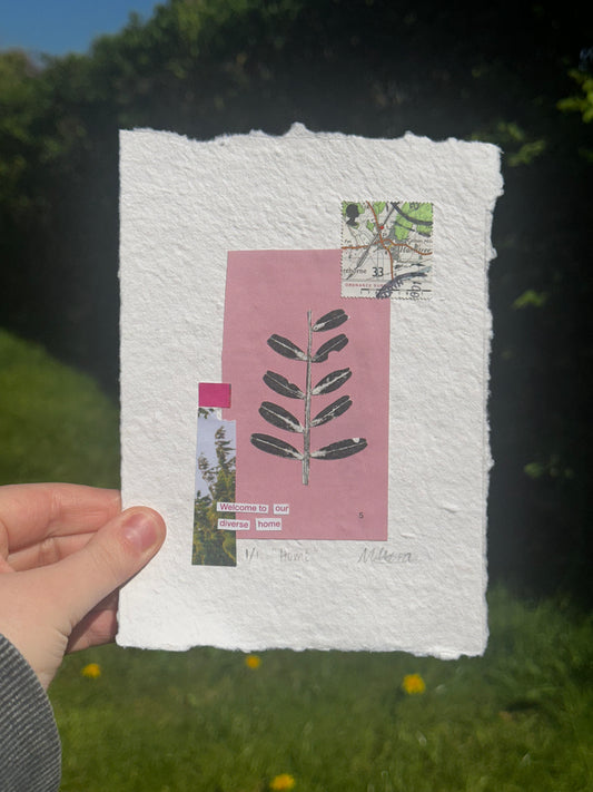 Welcome to Our Diverse Home - Mixed Media Collage on Handmade Paper