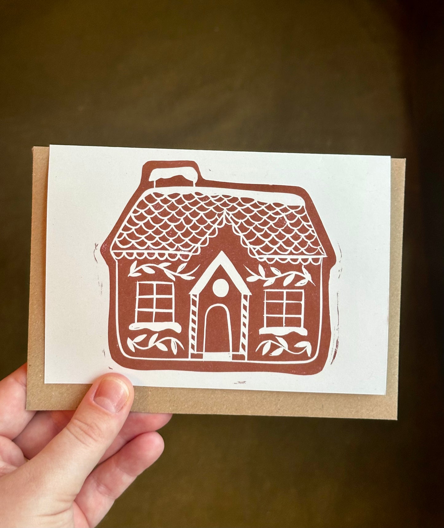 Gingerbread Lino Christmas Card
