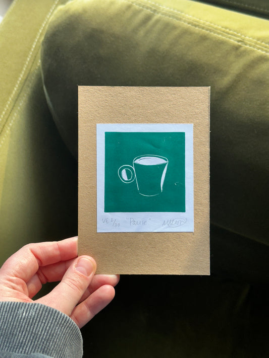 Pause – Art Deco Mug Lino Print