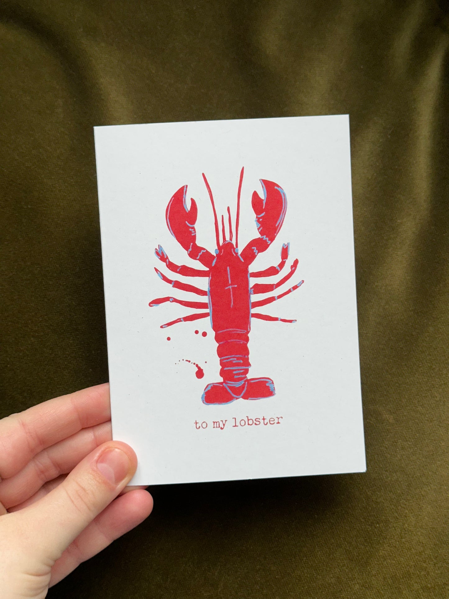 Lobster Lino Valentines Card