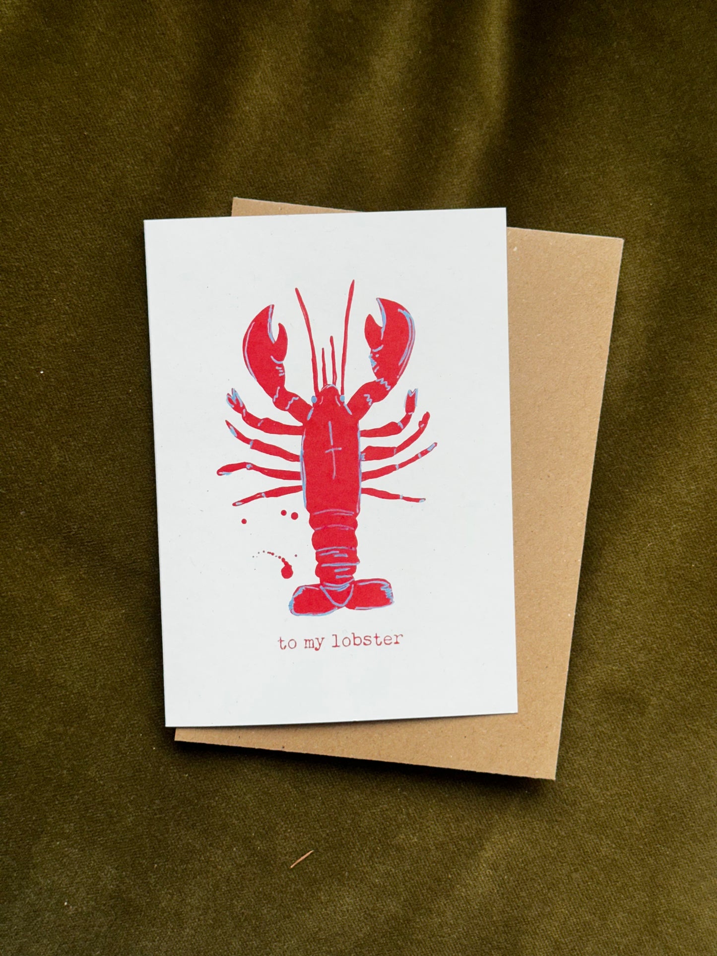 Lobster Lino Valentines Card
