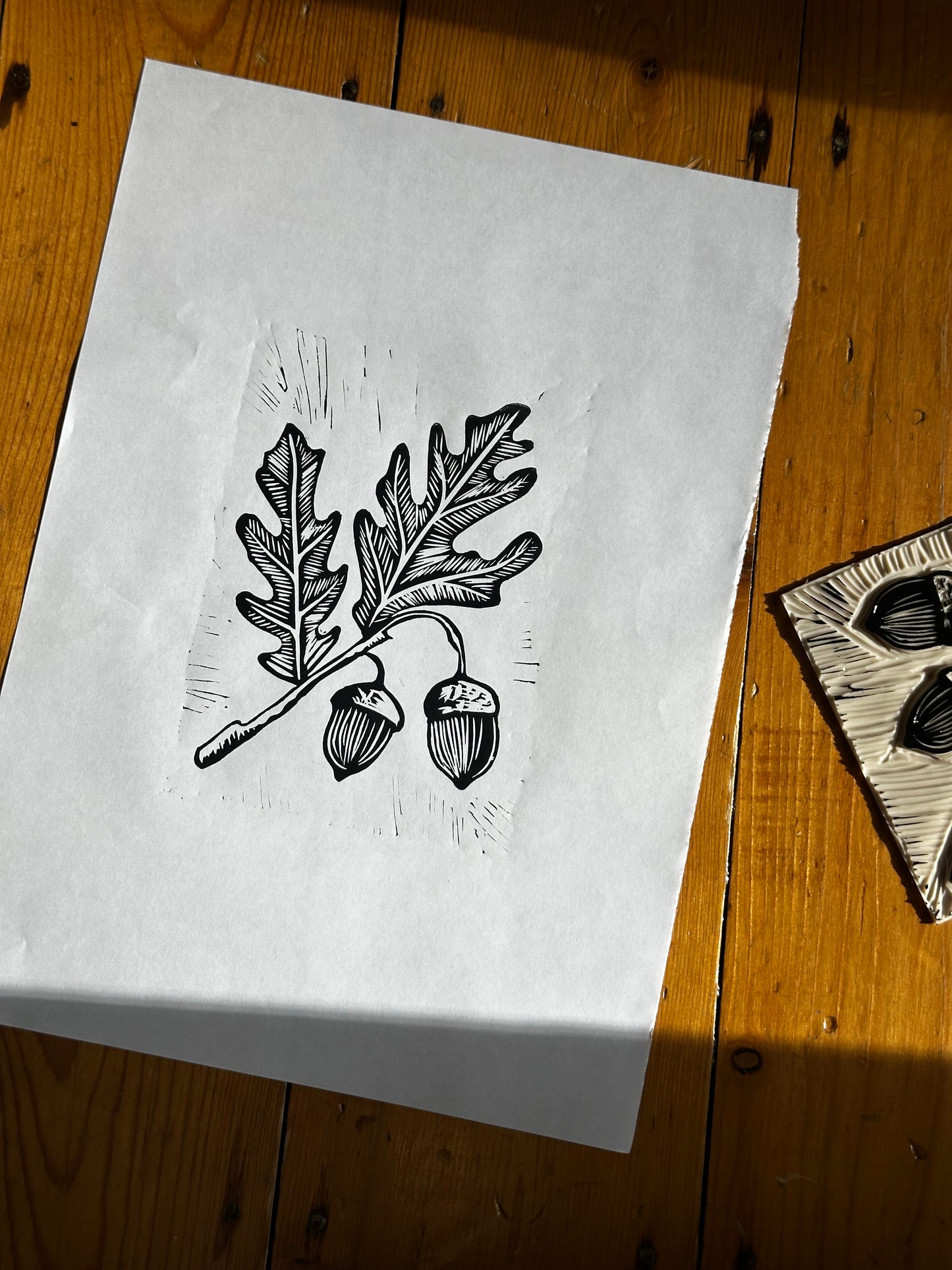 Acorn Original Lino Print