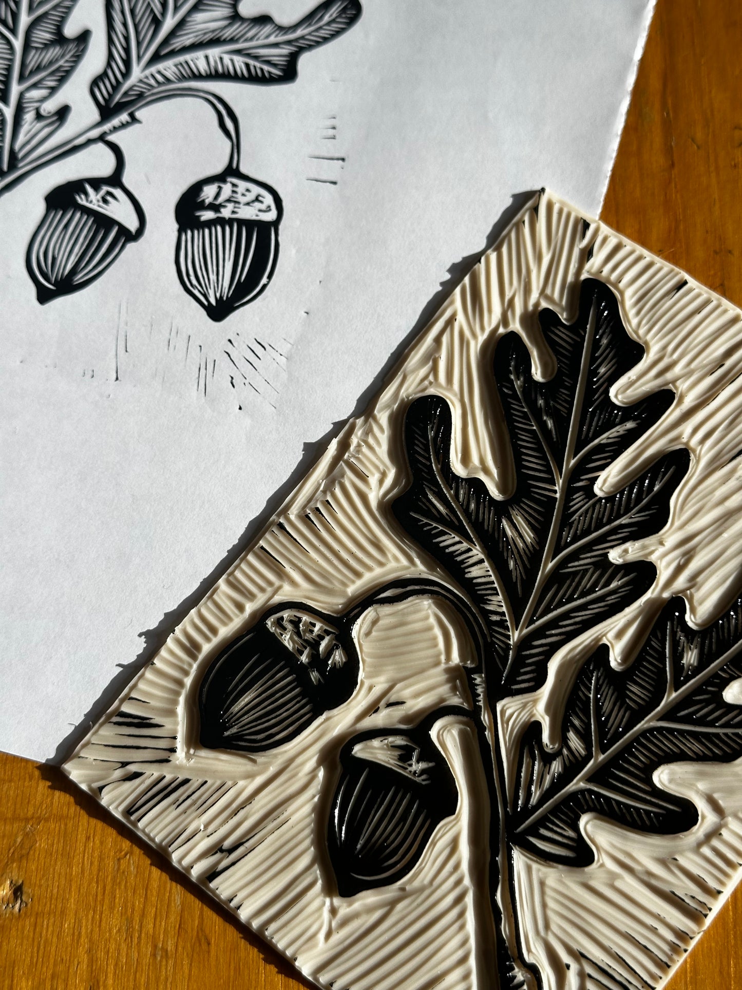 Acorn Original Lino Print