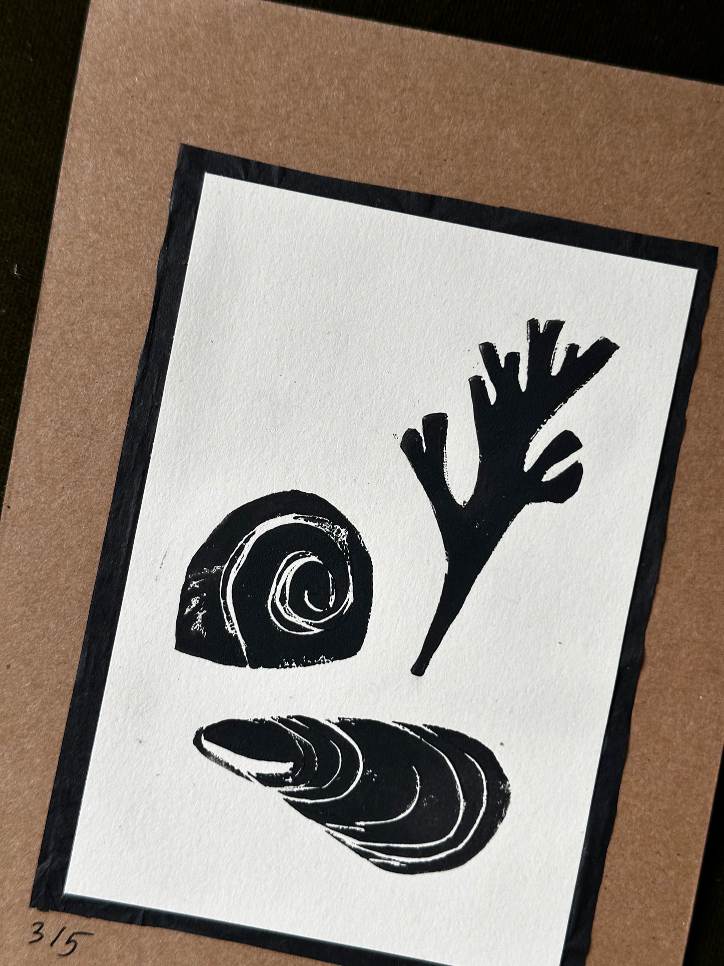 Washed Ashore Lino Print