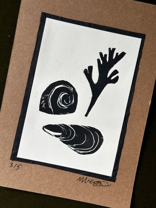 Washed Ashore Lino Print