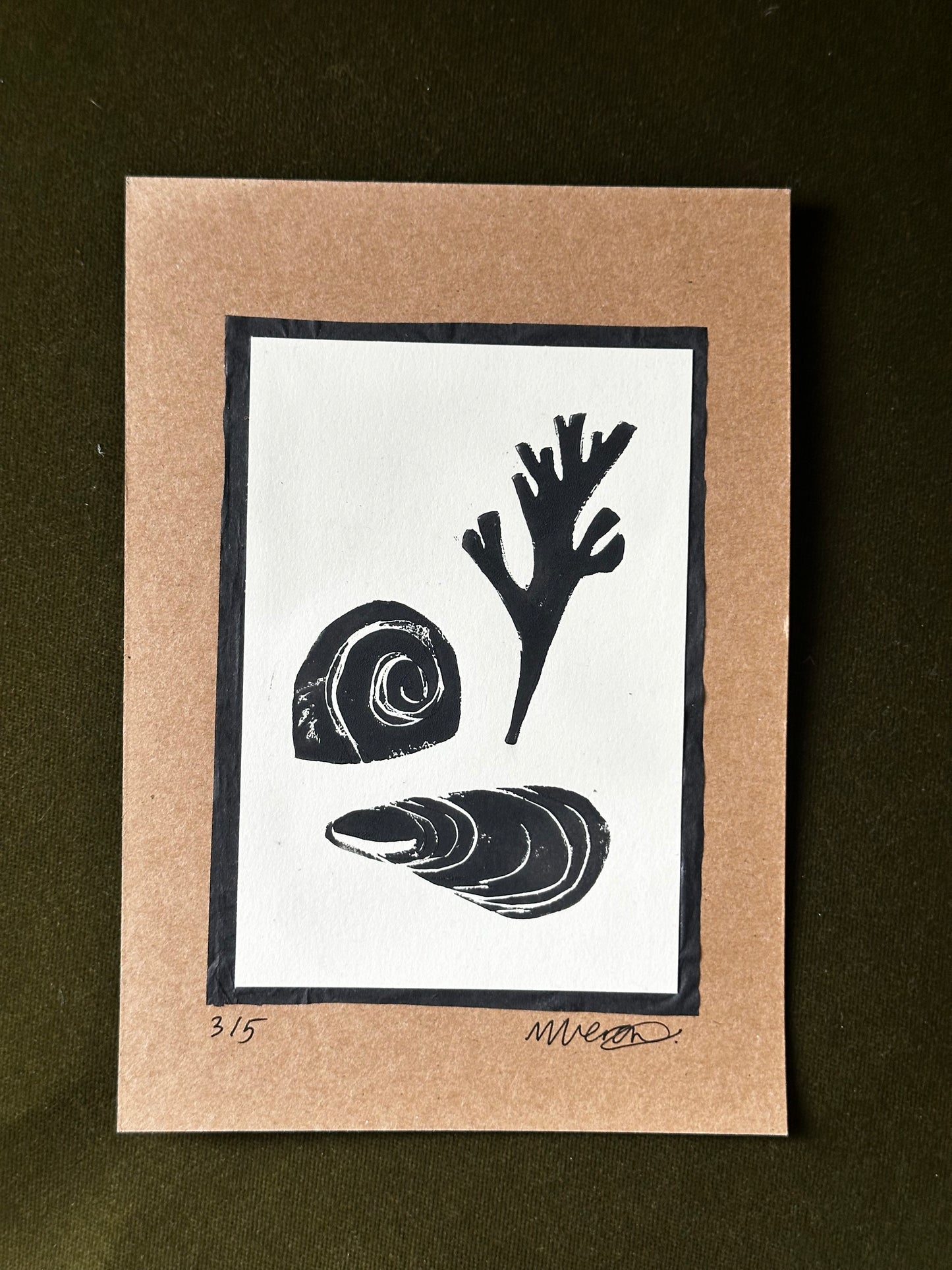 Washed Ashore Lino Print