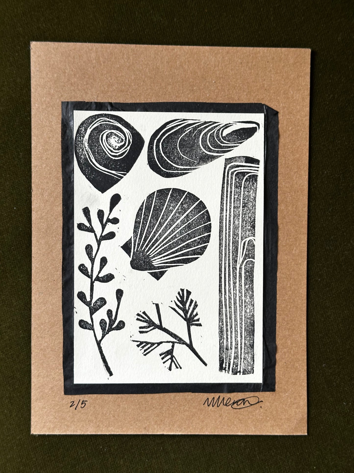 Shore Gatherings Lino Print