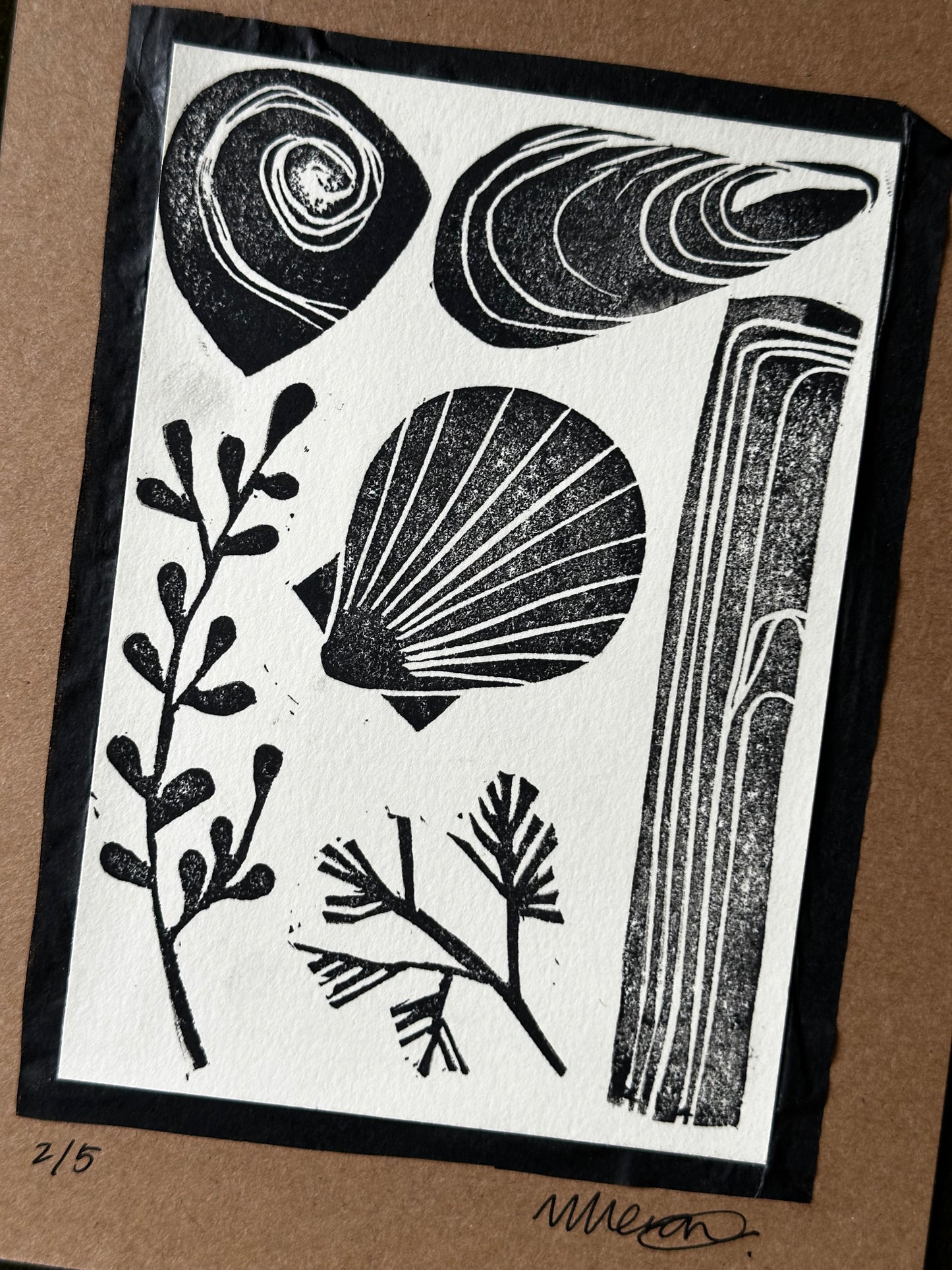 Shore Gatherings Lino Print