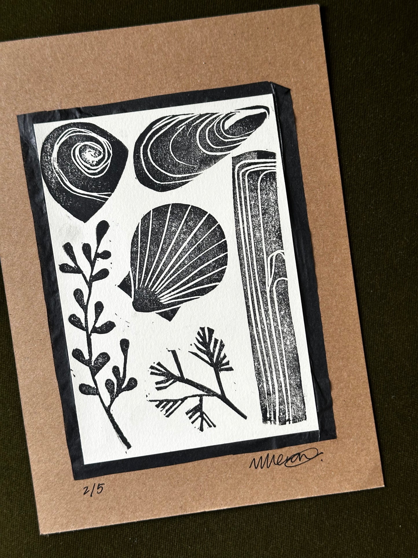 Shore Gatherings Lino Print