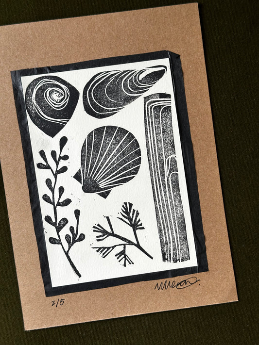 Shore Gatherings Lino Print