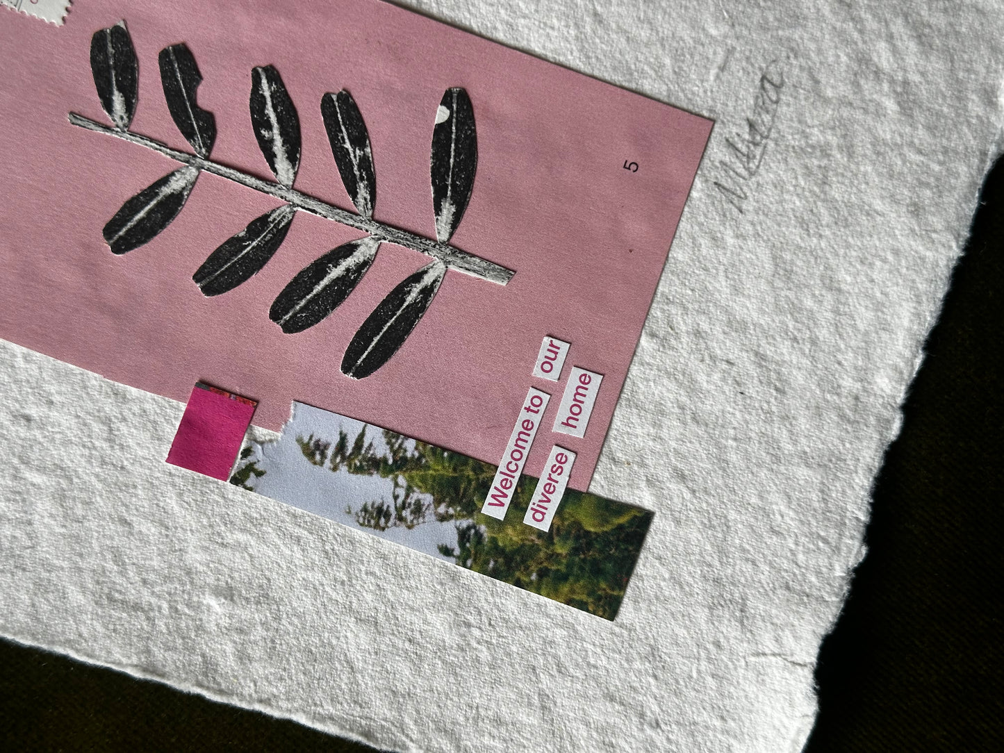 Welcome to Our Diverse Home - Mixed Media Collage on Handmade Paper