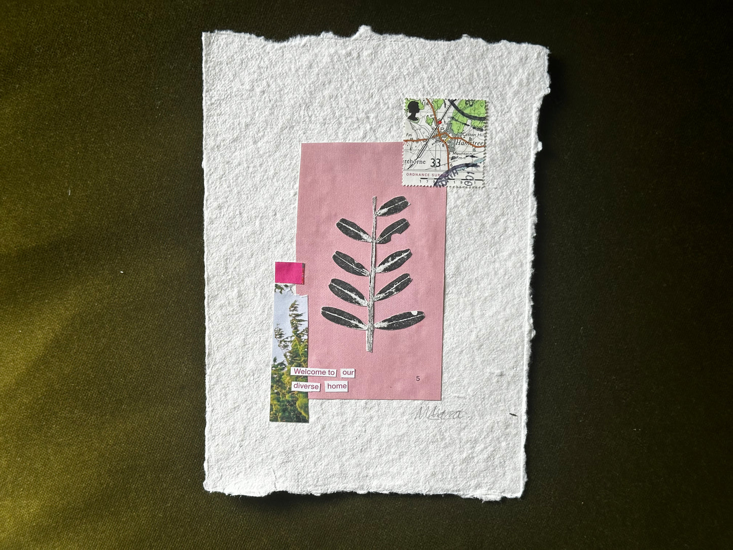 Welcome to Our Diverse Home - Mixed Media Collage on Handmade Paper