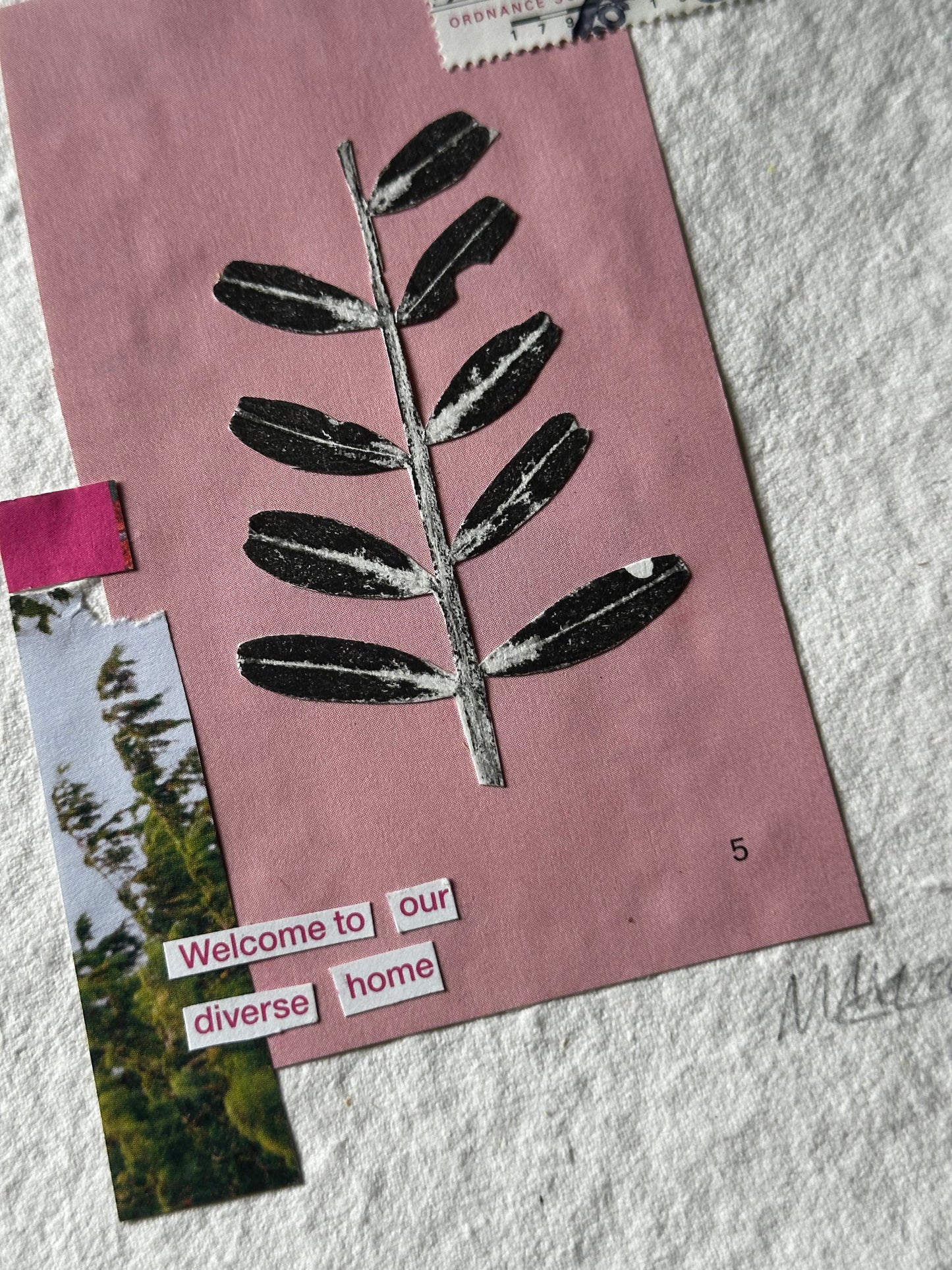 Welcome to Our Diverse Home - Mixed Media Collage on Handmade Paper