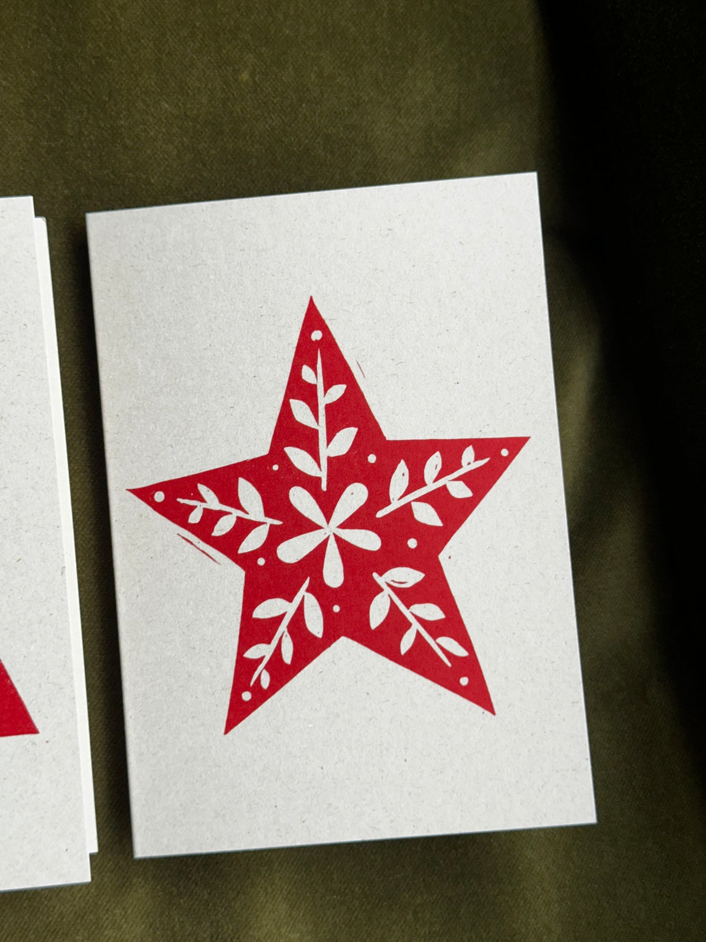 Red Star Lino Christmas Card