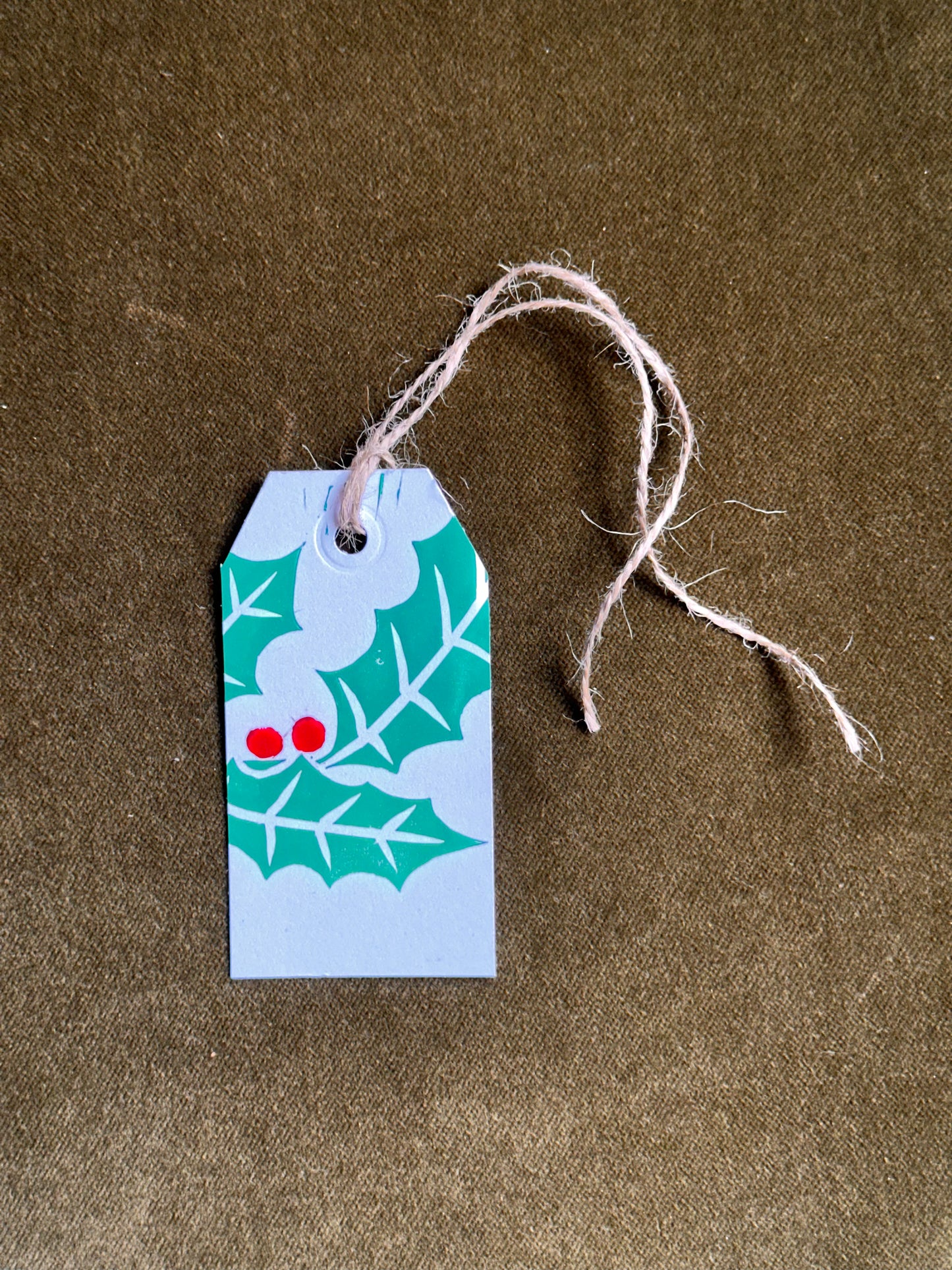 Holly Lino Printed Gift Tag