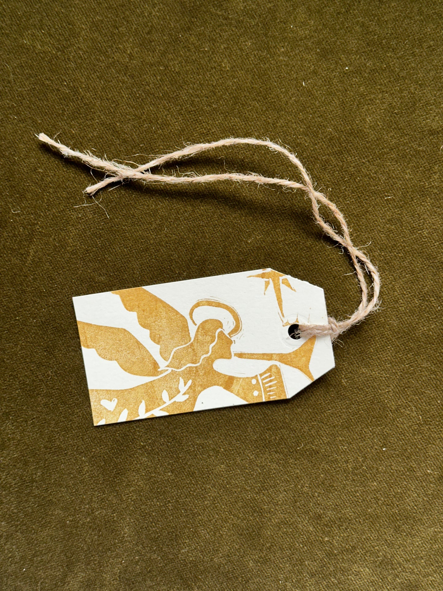 Gold Angel Lino Printed Gift Tag