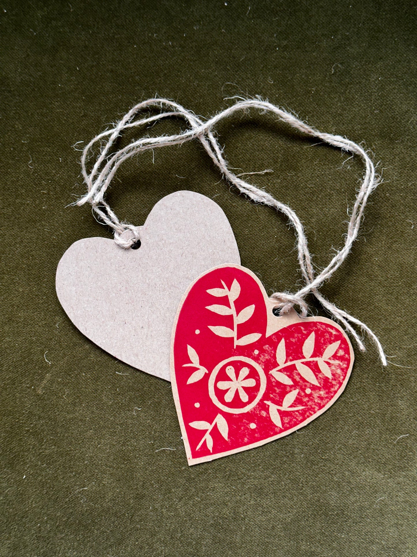 Red Heart Lino Printed Gift Tag