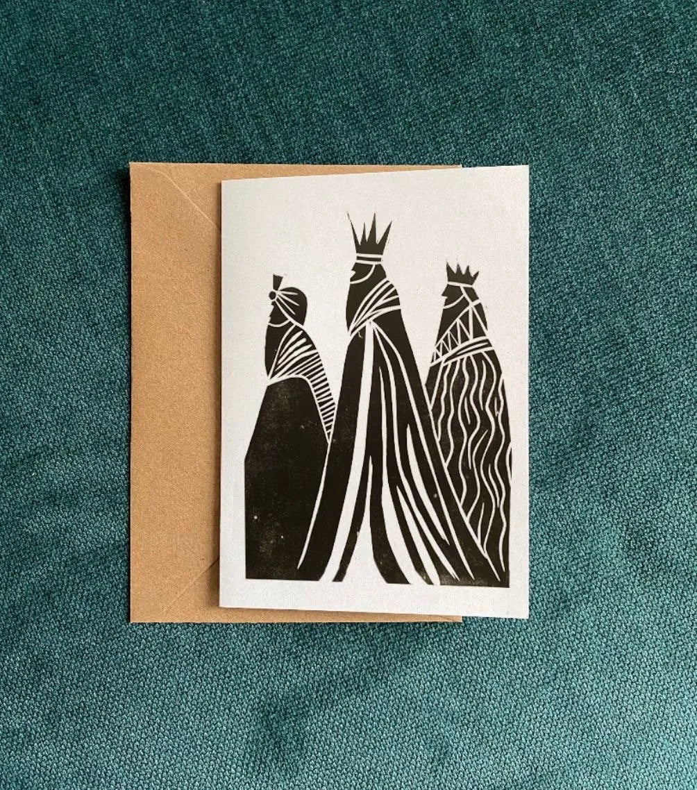 Three Kings Lino Christmas Card